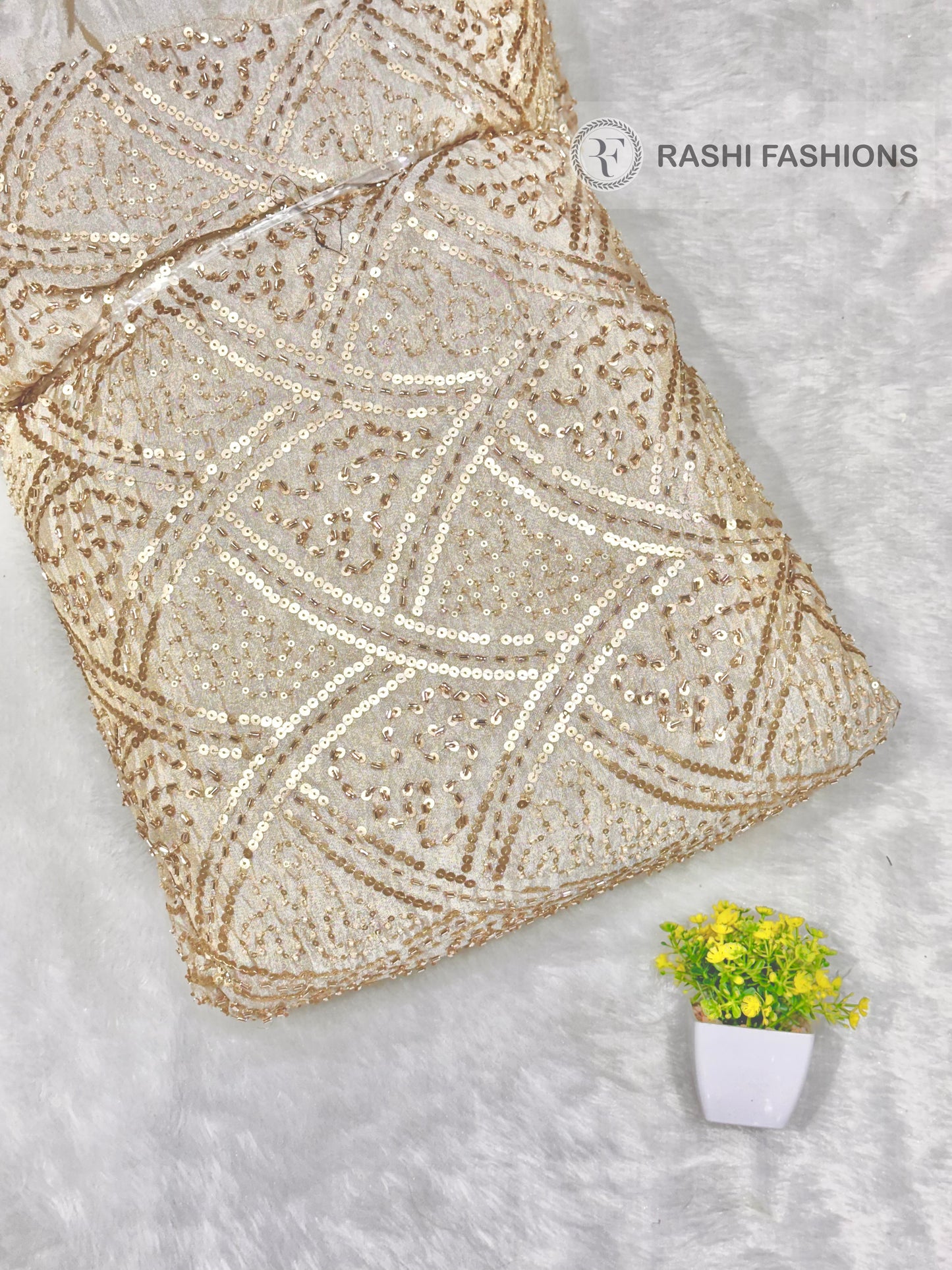 PURE DYEABLE COSMOS HANDWORK EMBROIDERY