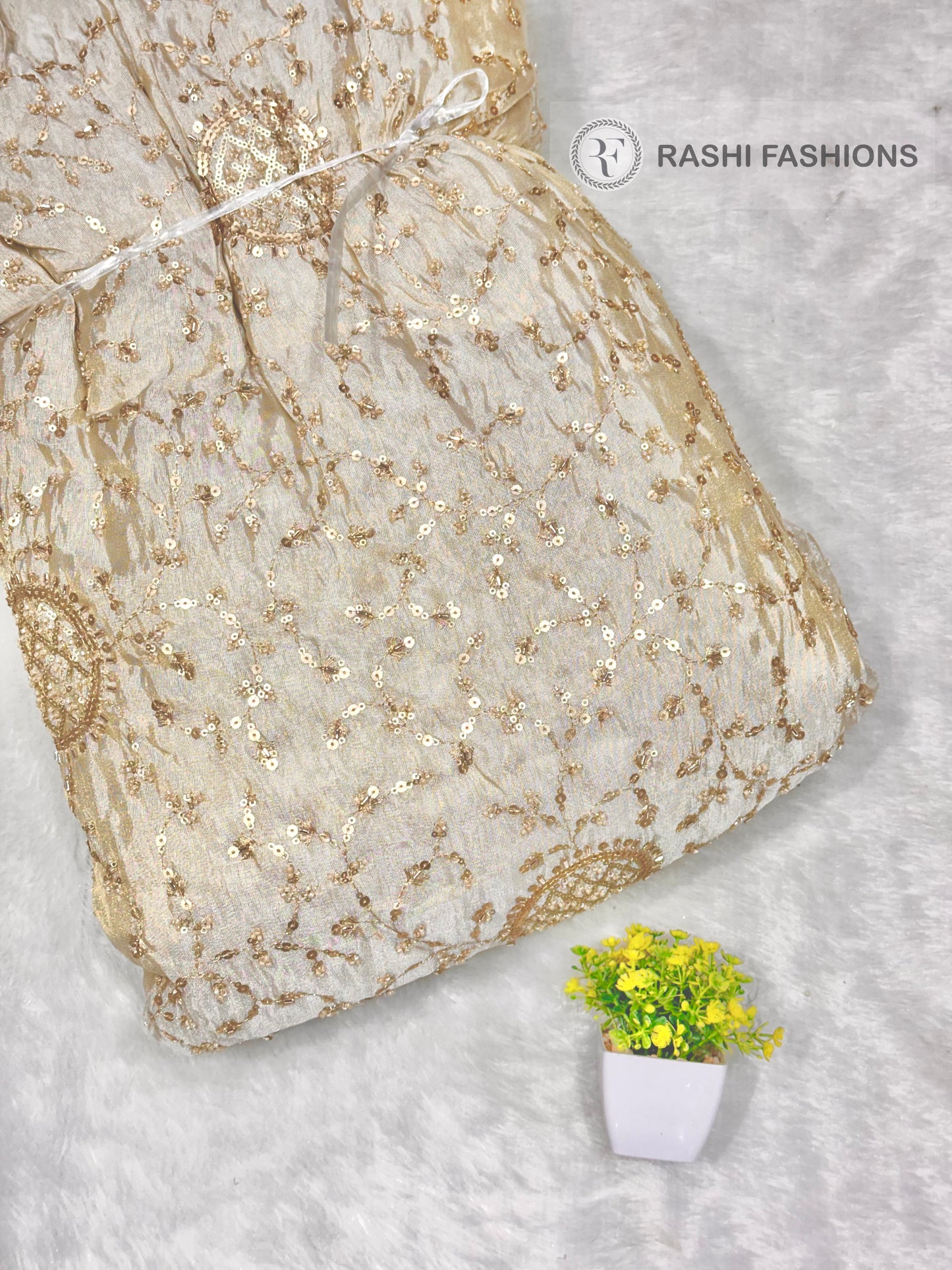 PURE DYEABLE COSMOS HANDWORK EMBROIDERY