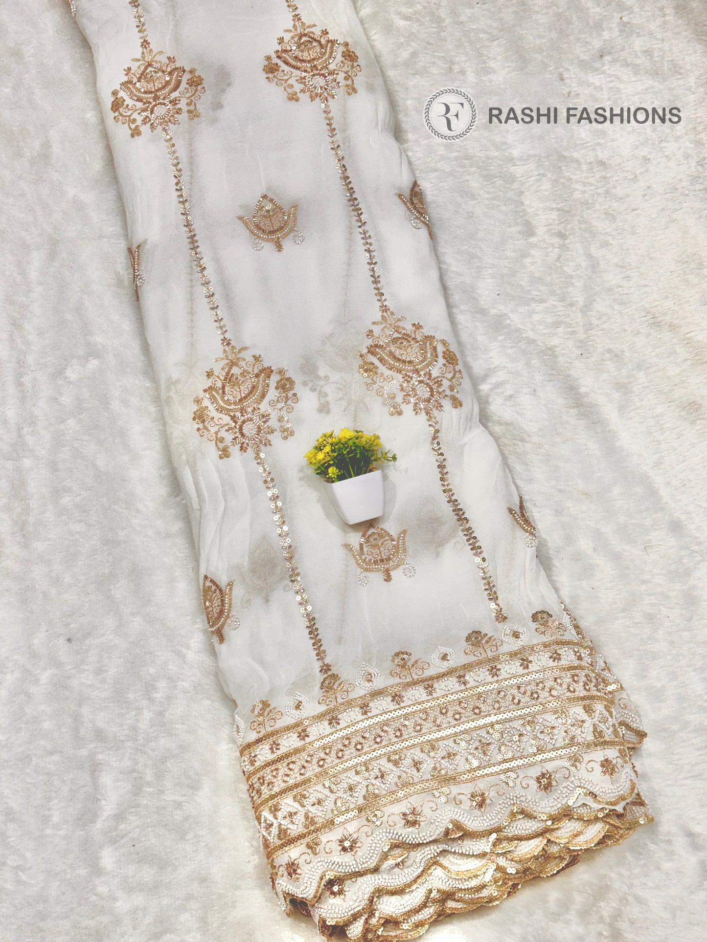 PURE DYEABLE GEORGETTE HANDWORK EMBROIDERY