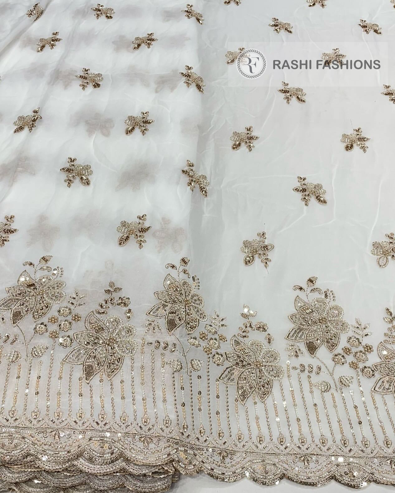 PURE DYEABLE GEORGETTE HANDWORK EMBROIDERY
