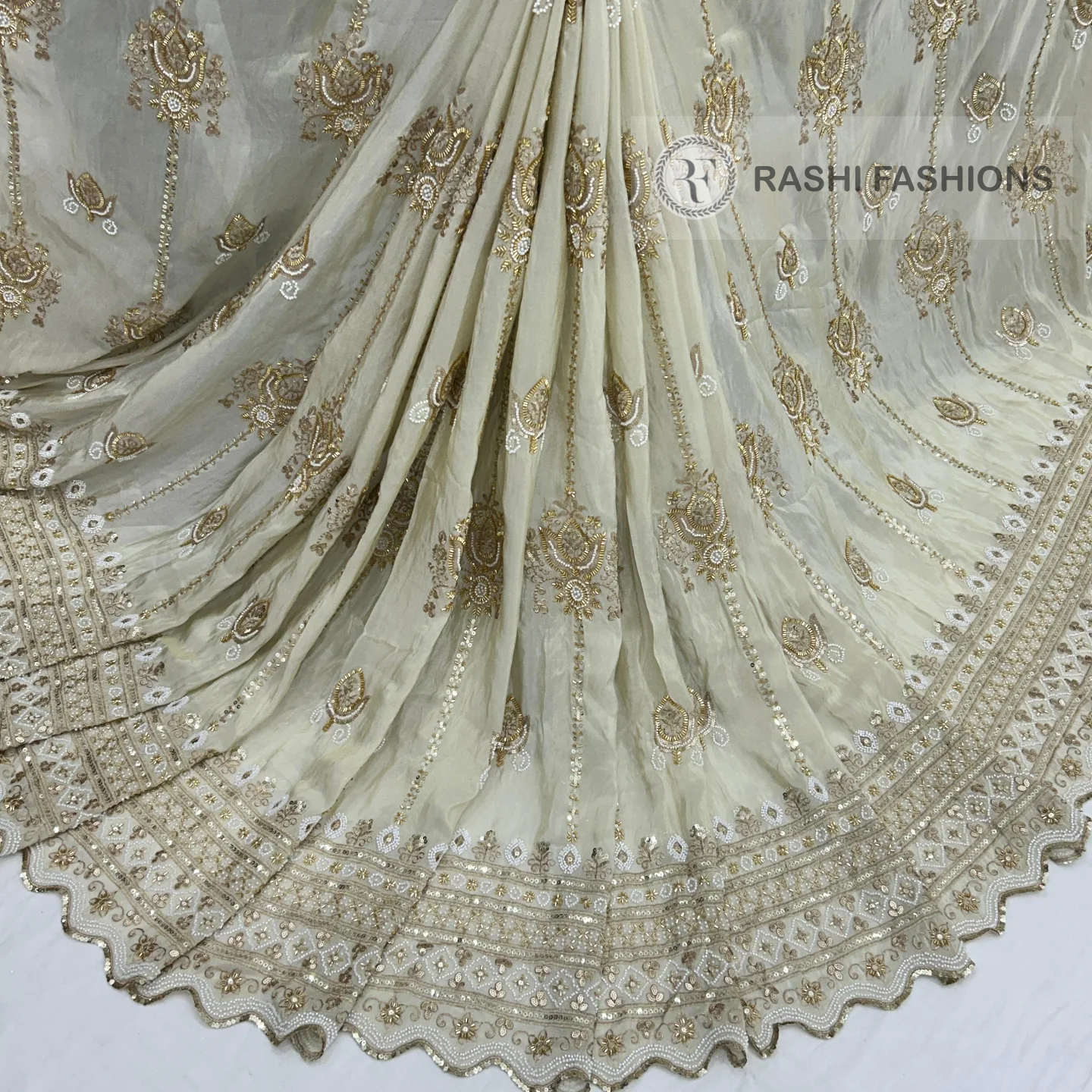 PURE DYEABLE GEORGETTE HANDWORK EMBROIDERY