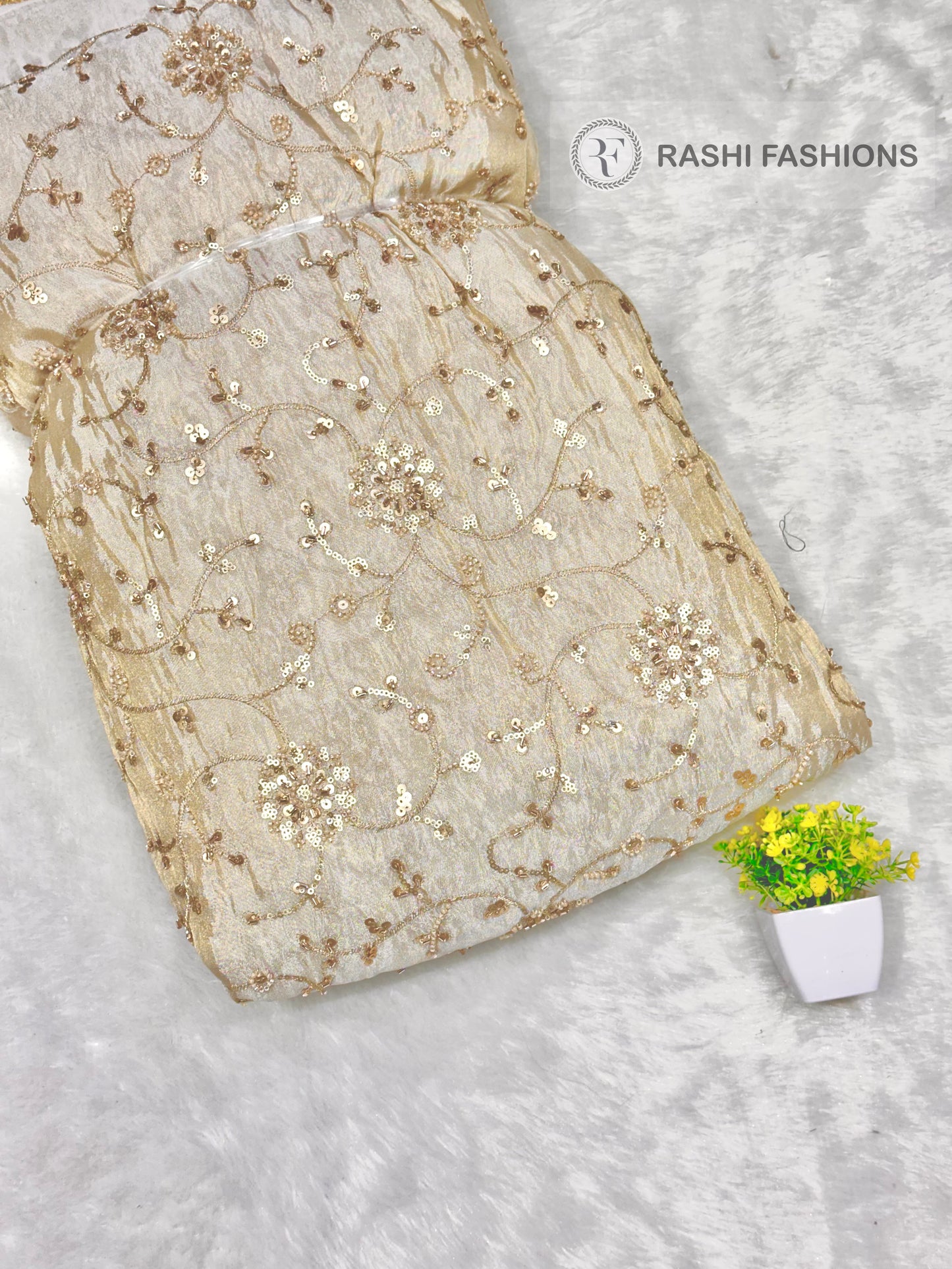 PURE DYEABLE COSMOS HANDWORK EMBROIDERY