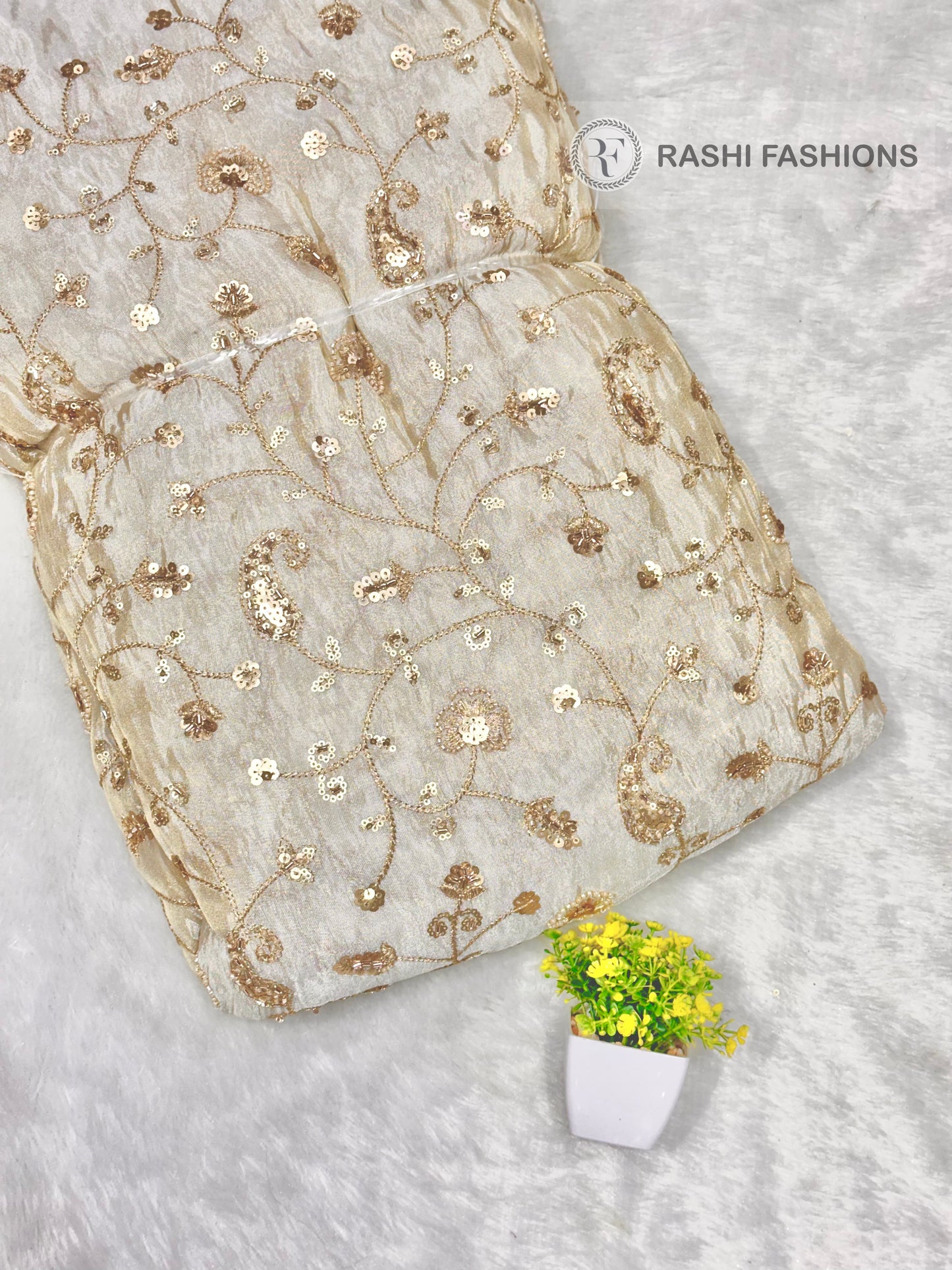 PURE DYEABLE COSMOS HANDWORK EMBROIDERY