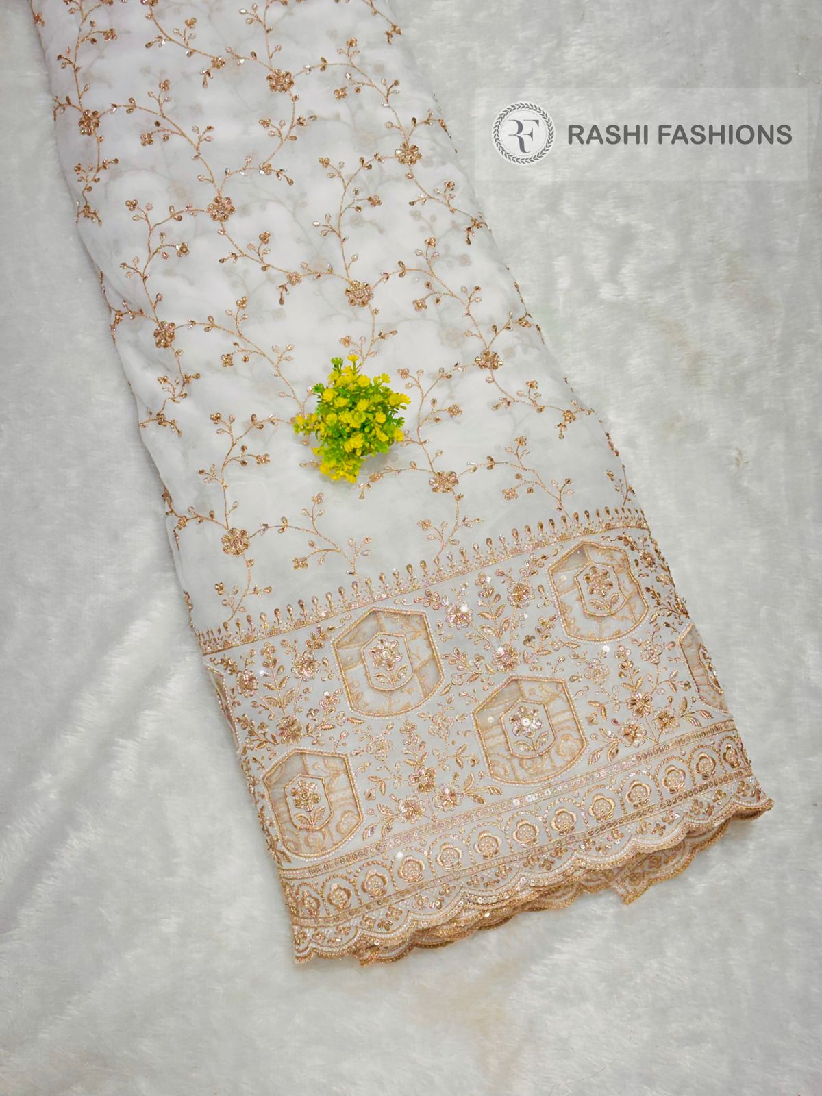 Georgette Dyeable Handwork Embroidery