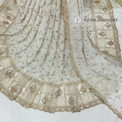PURE DYEABLE GEORGETTE HANDWORK EMBROIDERY