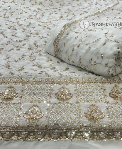PURE DYEABLE GEORGETTE HANDWORK EMBROIDERY