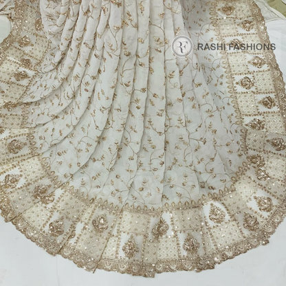 PURE DYEABLE GEORGETTE HANDWORK EMBROIDERY