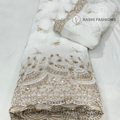 PURE DYEABLE GEORGETTE HANDWORK EMBROIDERY