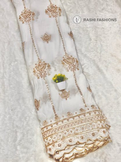 PURE DYEABLE GEORGETTE HANDWORK EMBROIDERY