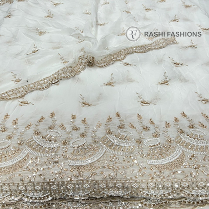 PURE DYEABLE GEORGETTE HANDWORK EMBROIDERY