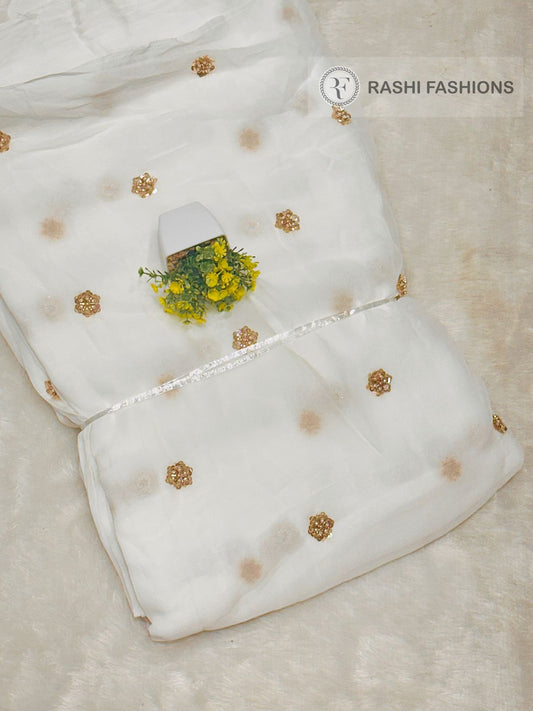 Georgette Dyeable Handwork Embroidery