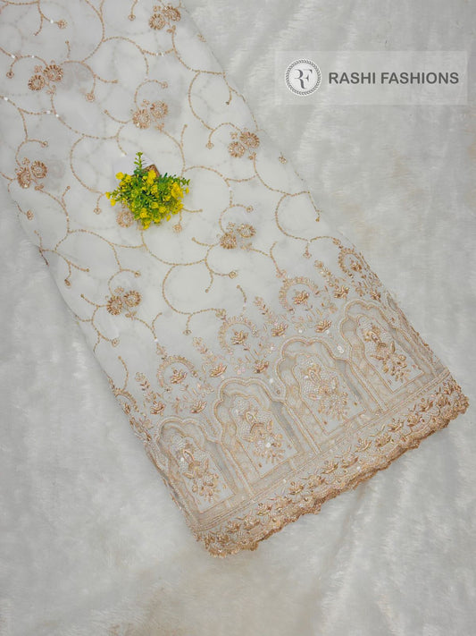 Georgette Dyeable Handwork Embroidery