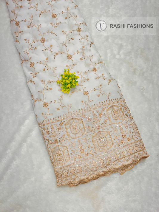Georgette Dyeable Handwork Embroidery