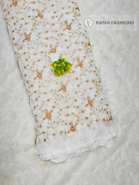 Georgette Dyeable Handwork Embroidery