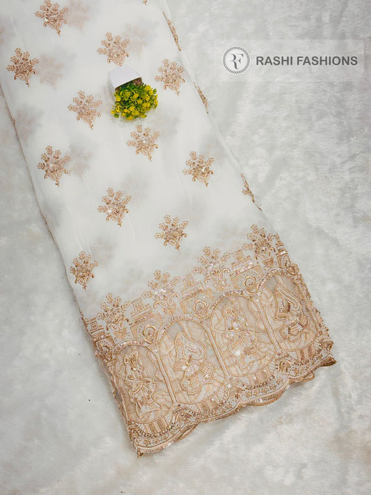 Georgette Dyeable Handwork Embroidery