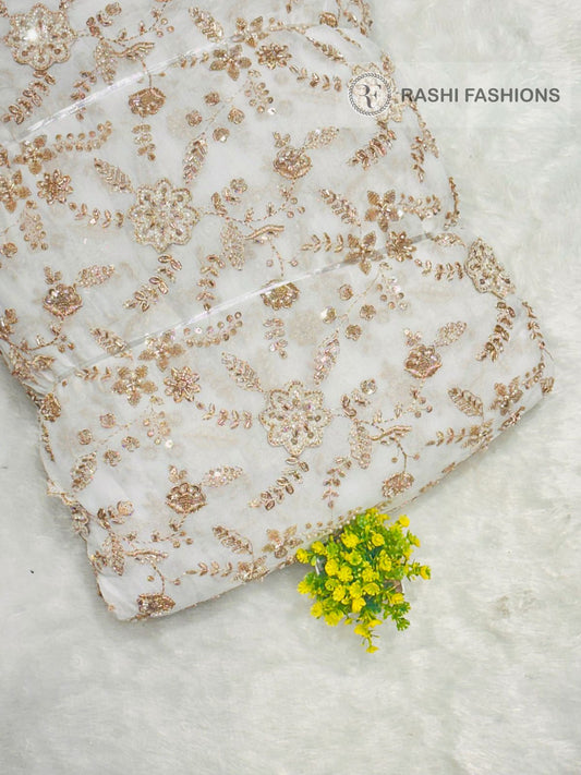 Georgette Dyeable Handwork Embroidery
